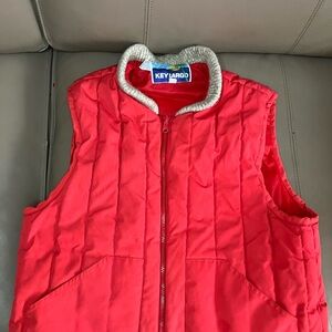 Key Largo Vintage Red Quilted Vest with Knit Collar